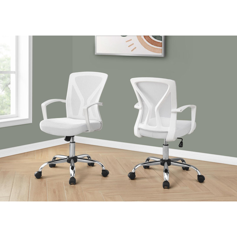 Office Chair, Adjustable Height, Swivel, Ergonomic, Armrests, Computer Desk, Work, Black Mesh, Chrome Metal, Contemporary, Modern