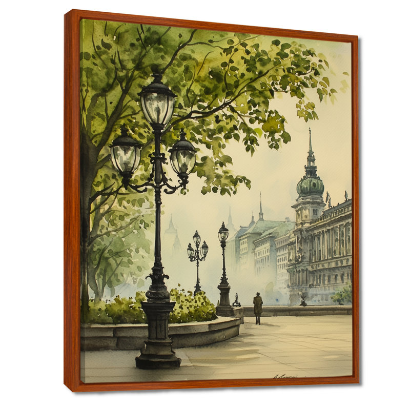 Vienna's Grand Imperial Architecture II - Vienna Wall Art Living Room, H 32 po x l 24 po, Floater Framed Print, Brown