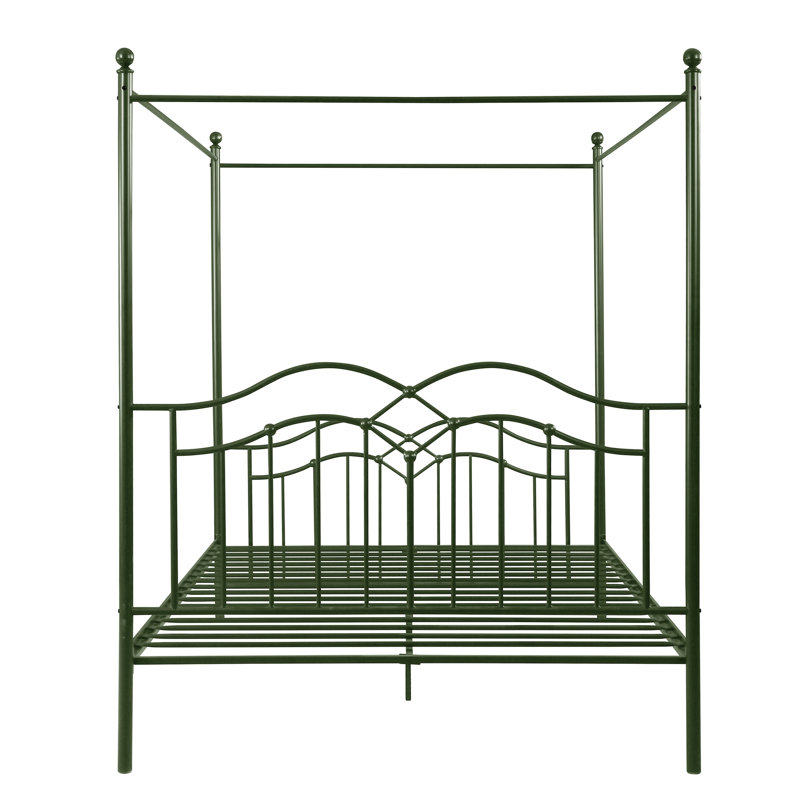 Structure de lit à baldaquin en métal pour grand lit, lit plateforme à baldaquin en fer, aucun sommier nécessaire, vert