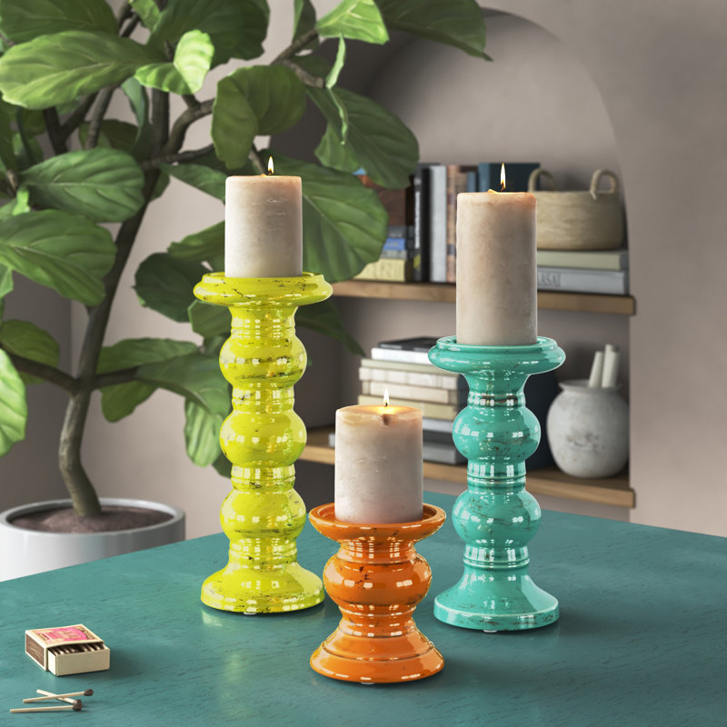 Ensemble de chandelles en céramique 3 pièces