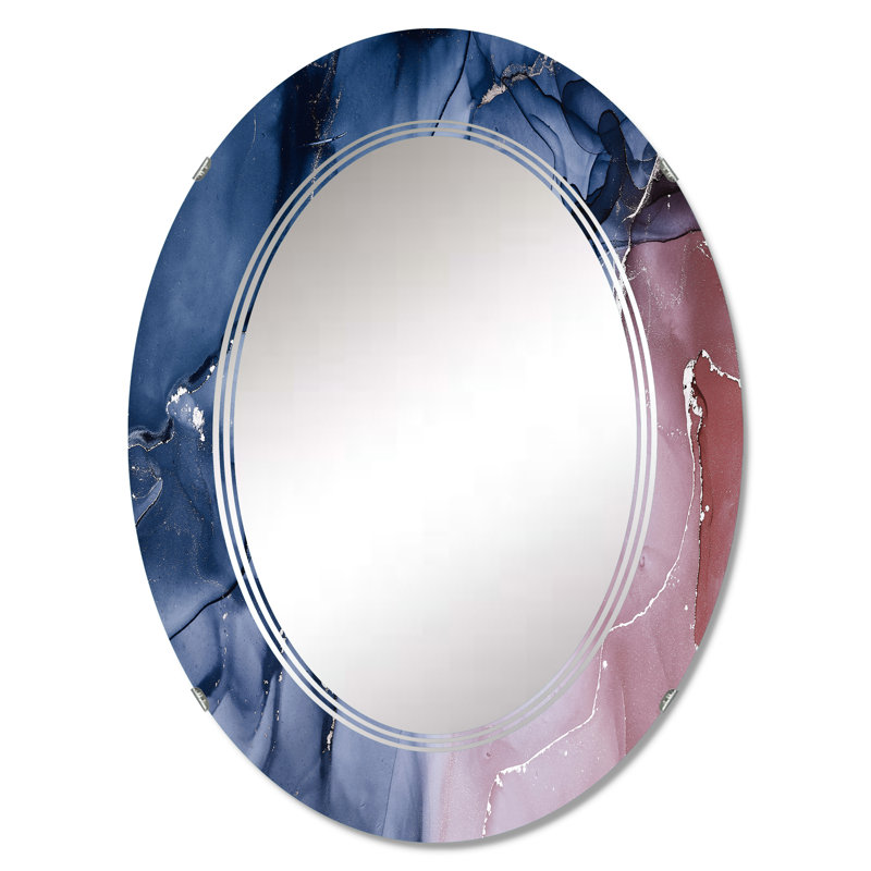 Miroir mural moderne bleu et rose, 30 po x 20 po