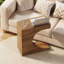 Table d'appoint en bois massif en forme de C, table de chevet étroite avec rangement pour salon ou chambre.