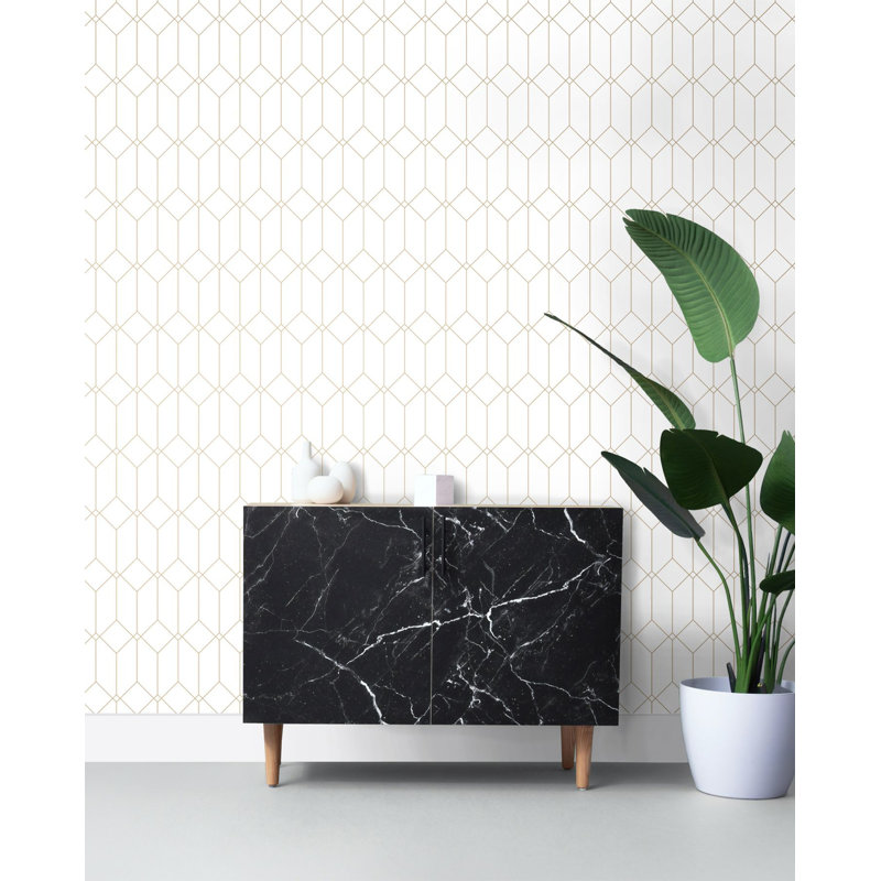 Papier peint L 33 pi x l 20,9 po Croxton, Blanc