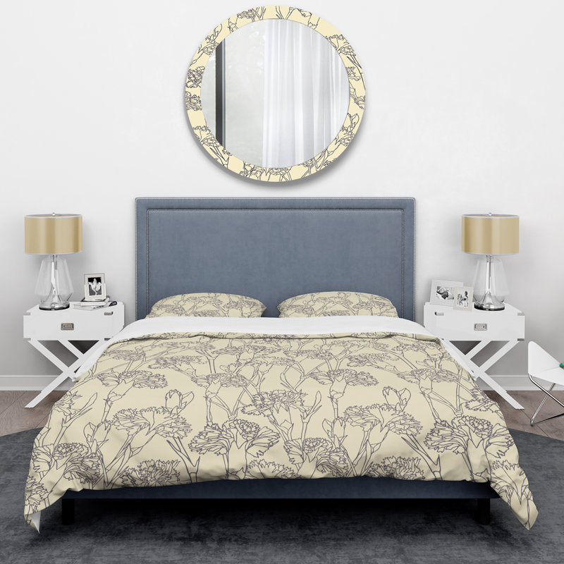 Fleurs, clous de girofle élégantes - ensemble de housse de couette floral - microfibre de polyester