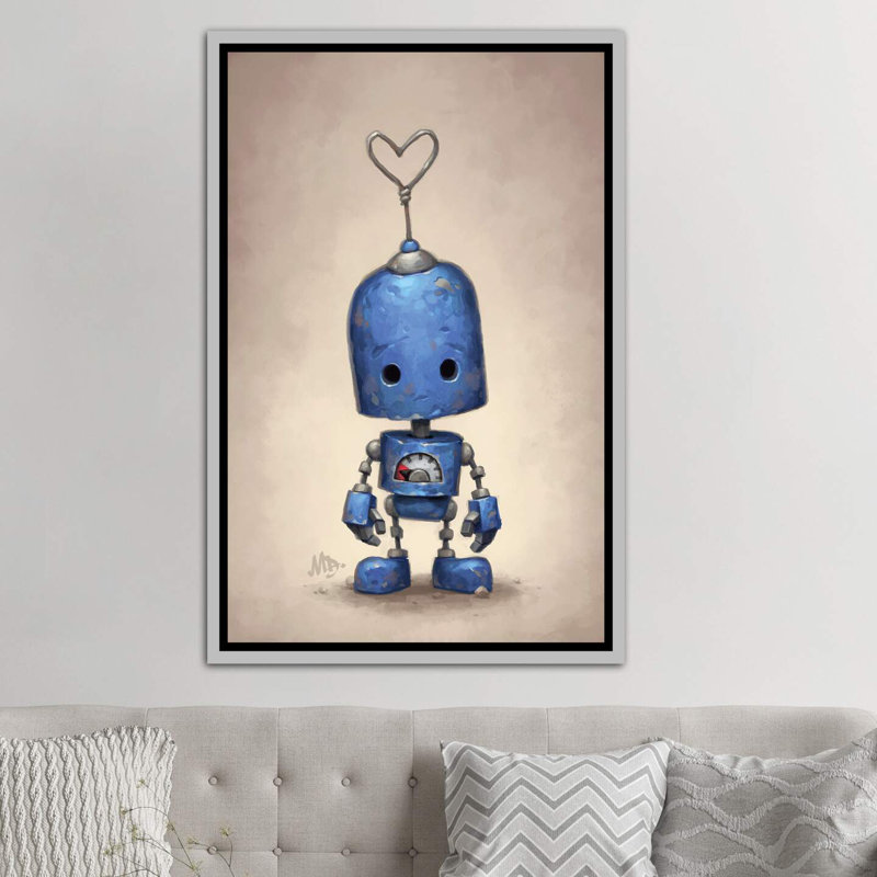 Décoration murale bleue pour enfants, H 60 po x l 40po x P 1,5 po, Toile avec cadre argenté