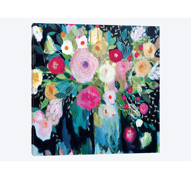 « follow the roses », impression sur toile, H 12 po x l 12 po x P 0,75 po, Toile tendue, Pas de tapis