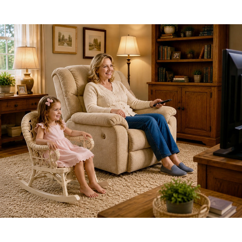 Chaise berçante en osier pour enfant Deas, Blanc