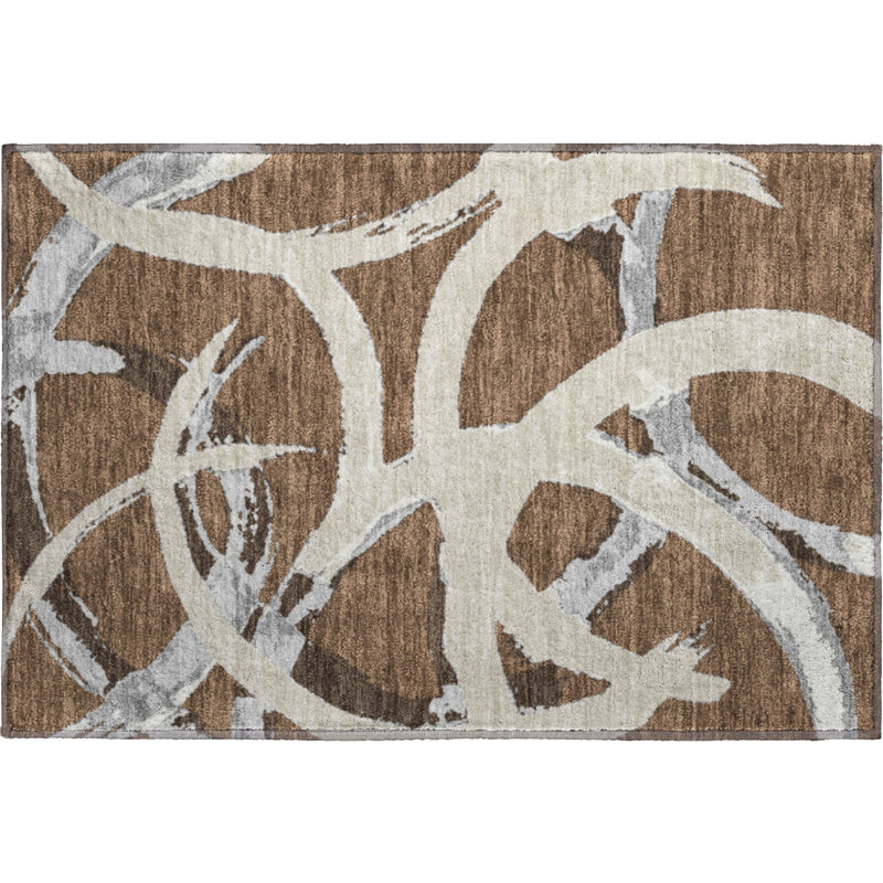 Premium Machine Washable Mayfield AMF1022 Circles Rug, Rectangle 1'8" x 2'6"