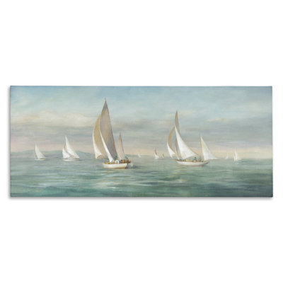 " Sailboat Fleet Ocean Waves " by Danhui Nai Painting Print