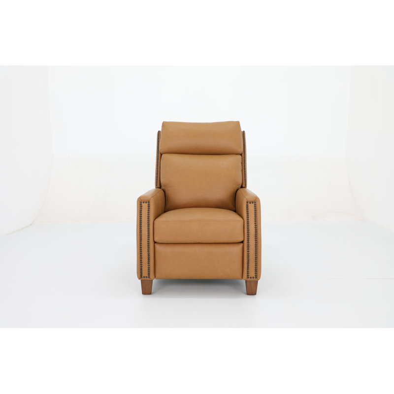 Nygaard 31.1" Wide Genuine Leather Power Wing Chair Recliner, Tan
