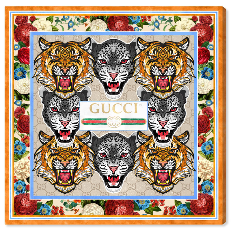Impression sur toile «Feline Fashion Empire Maximalist» par Everly Quinn, Toile tendue, H 12 po x l 12 po