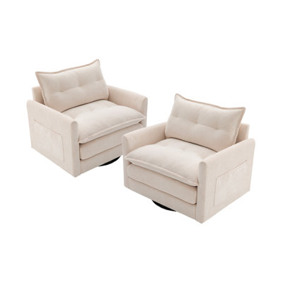 36" Chenille Upholstered Single Swivel Chair