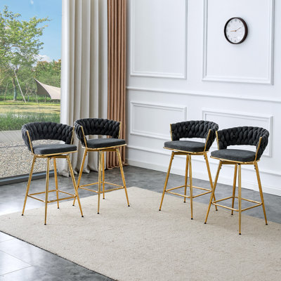 Modern Bar Stools,Fabric Swivel Bar Stools Kitchen Island Counter Bar Chairs