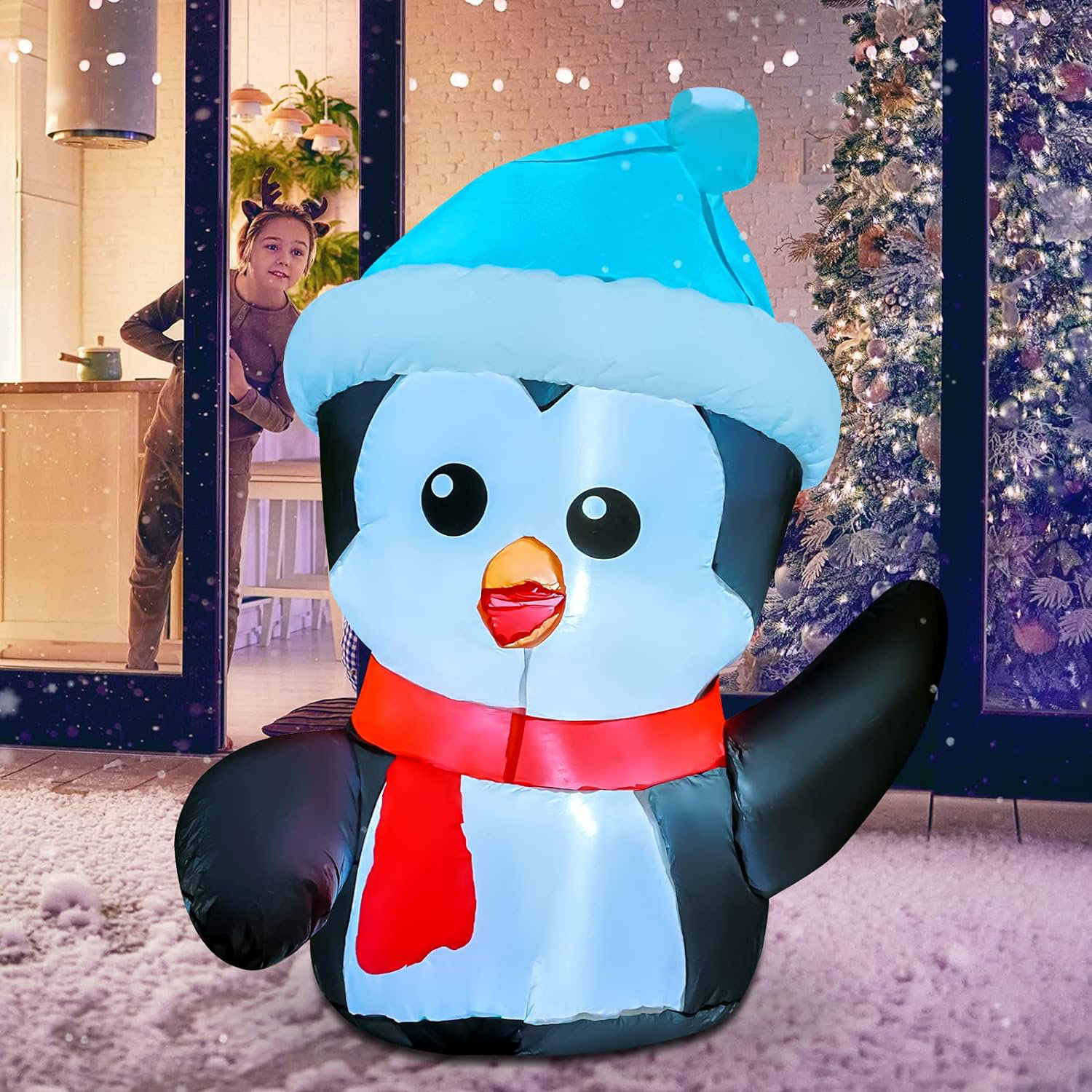 The Holiday Aisle® Jayonnie 4.2FT Christmas Inflatable Christmas Penguin  Inflatable