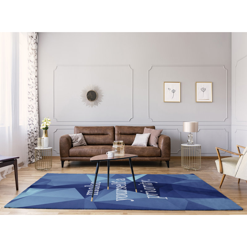 Tapis en poly-chenille en polyester à citation de faux gemme, Rectangle 5 pi x 7 pi