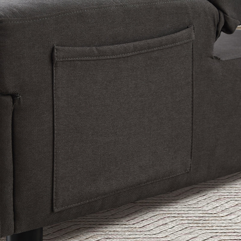 Chaise convertible rembourrée, Tissu gris