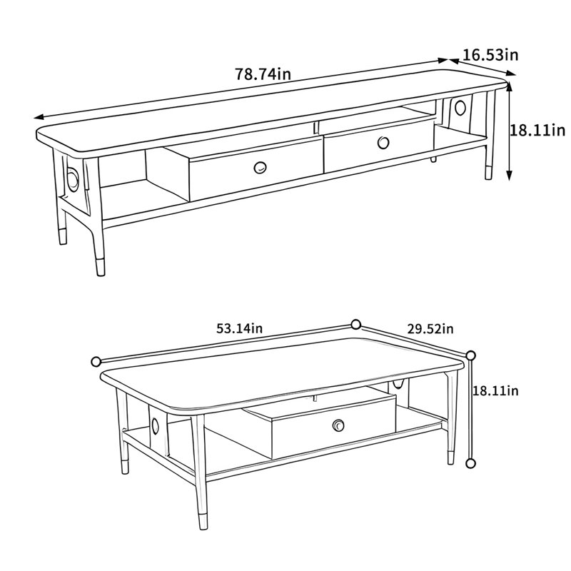 Ensemble de table basse et meuble télé Nordic