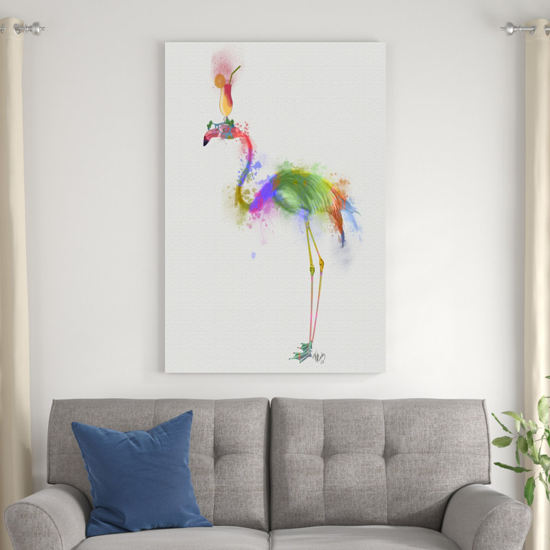 Rainbow Splash Flamingo 1, H 48 po x l 32 po x P 1,25 po