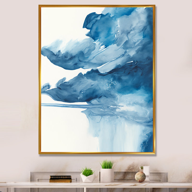 «Imperial Blue Solitude II», reproduction sur toile, H 32 po x l 24 po x P 1 po, Toile avec cadre flottant or