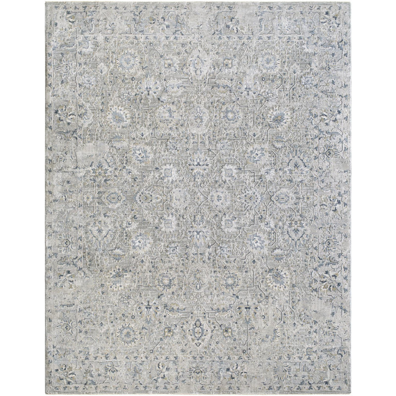 Tapis gris clair en polyester tissé à la machine Avia, Rectangle 2 pi x 2 pi 11 po