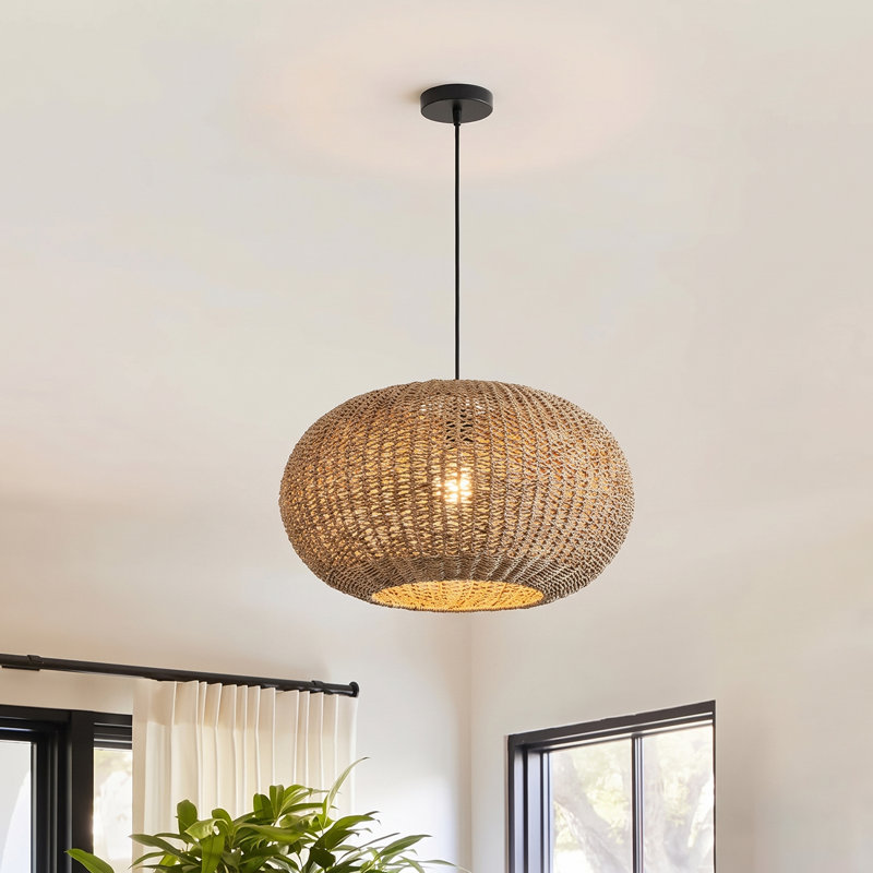 Globe Rattan Pendant Lighting for Dining Room Hallway Living Room, 11.81" H x 19.69" W x 19.69" D