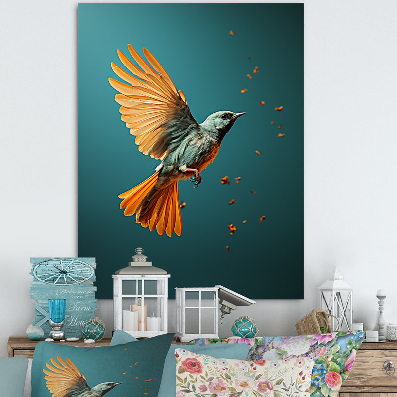 Oiseau contemporain, impression d'art mural, H 20 po x l 12 po x P 1 po, Toile tendue