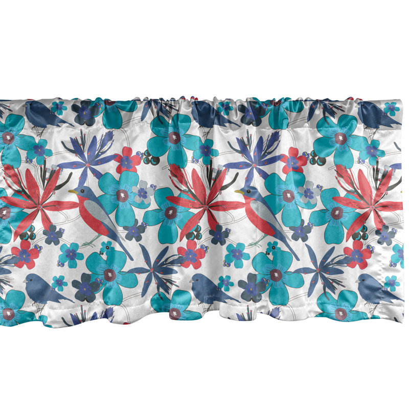 Ambesonne Birds Valance Pack of 2 Branches and Little Birds Multicolor, 54" W x 12" L