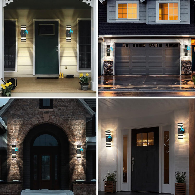 Matte Black Modern Plug-In Outdoor Wall Sconce Set