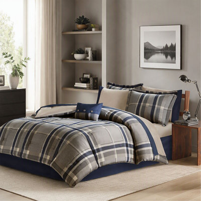 Comforter Set, Plaid with Bed Sheets - Full