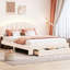 Lit rembourré beige avec tiroir fonctionnel et plateforme en molleton doux-2033852464