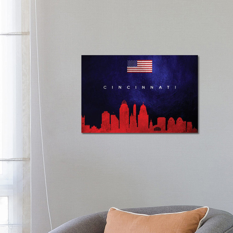 Cincinnati Ohio Skyline by Adrian Baldovino - Wrapped Canvas Print, 66.04 cm H x 45.72 cm W x 1.91 cm D