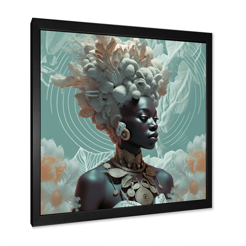 Orisha Osunmare, gracieuse déesse africaine sur toile, H 30 po x l 30 po x P 1 po, Cadre simple noir