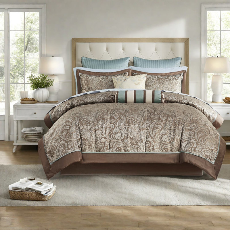 Ensembles de literie complets, draps en coton pleine grandeur, motif cachemire moderne