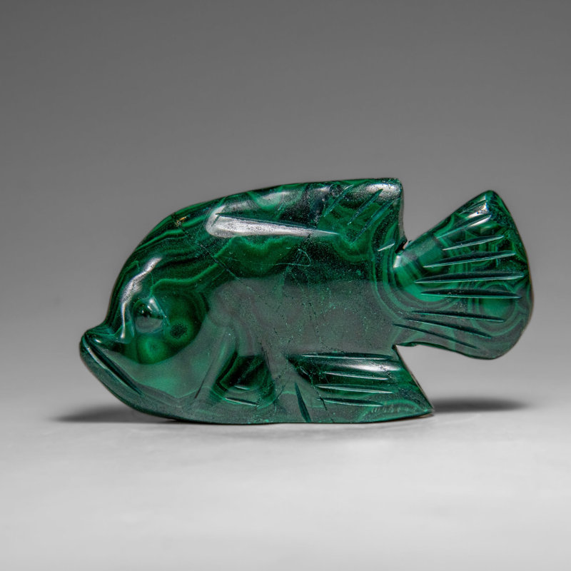 Genuine Polished Malachite Fish Carving (185 Grams)