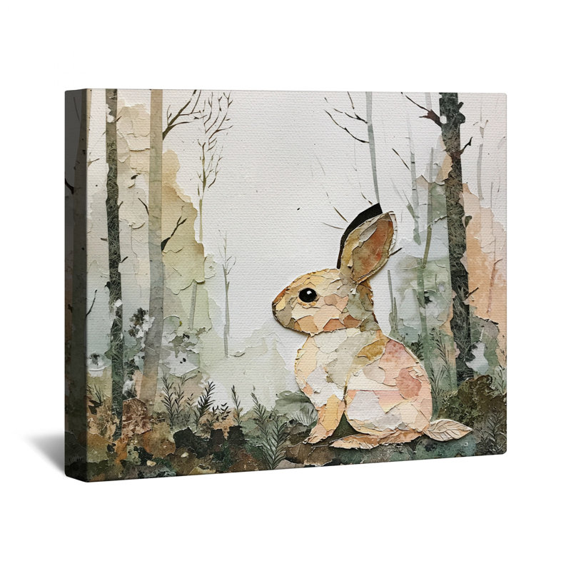 Toile tendue Collage Forest Rabbit, 32 po x 32 po