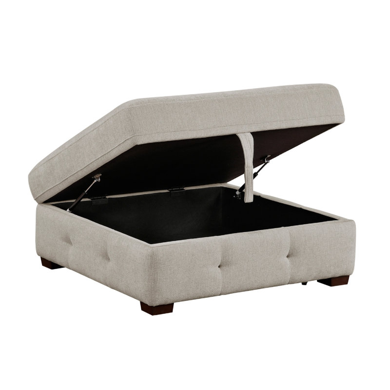 Repose-pieds avec rangement Rez, siège relevable carré de 40 po, chenille gris taupe