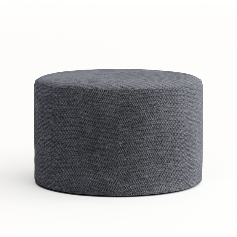 Repose-pieds rond 24 po Aylianna, 100 % polyester gris foncé
