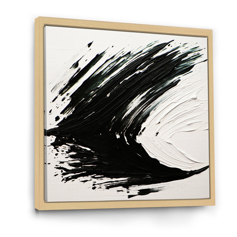 Essentiel essentiel, abstrait noir et blanc - Reproduction d'art abstrait, H 16 po x l 16 po x P 1 po, Cadre naturel flottant