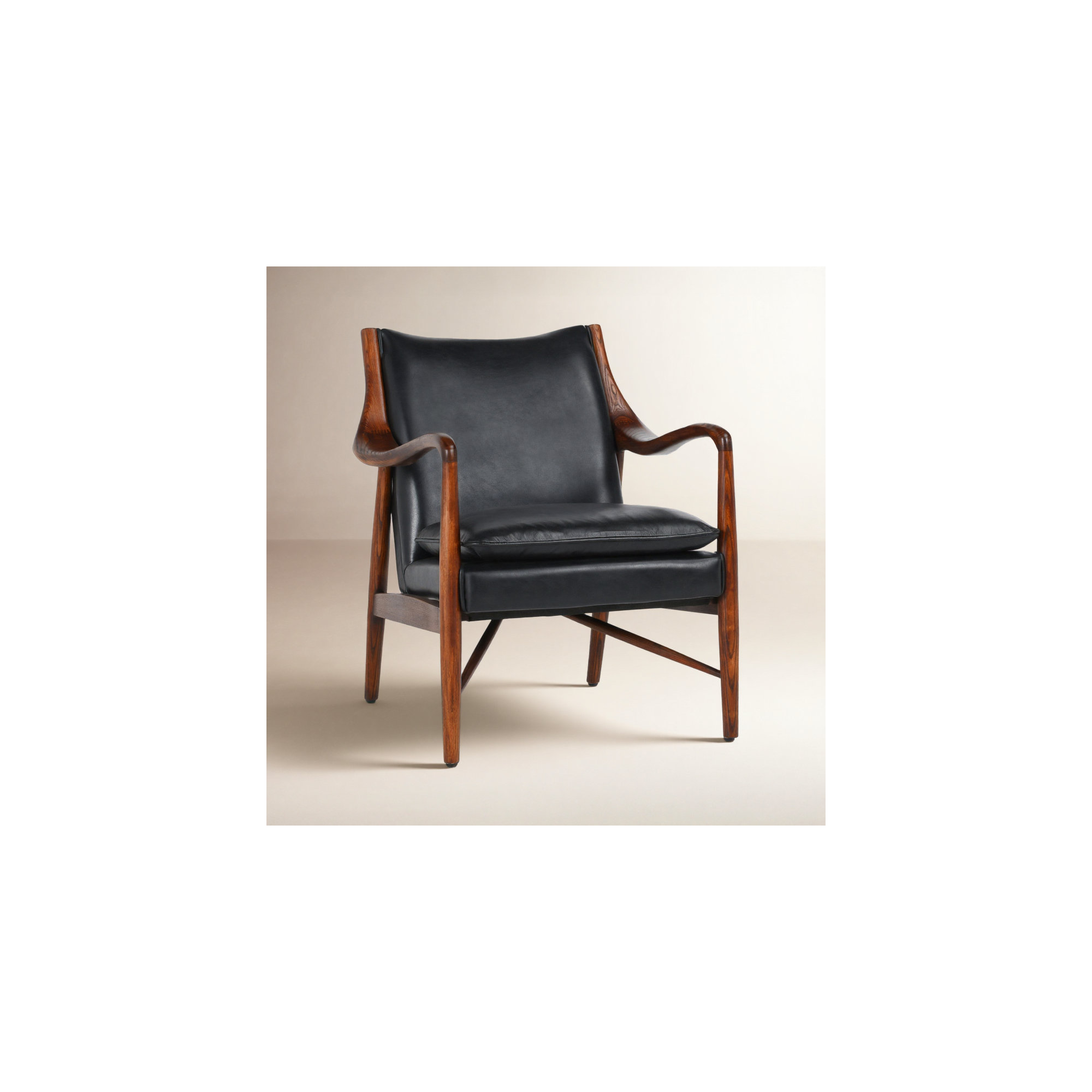 Kiannah Genuine Leather Accent Chair, Black Genuine Leather
