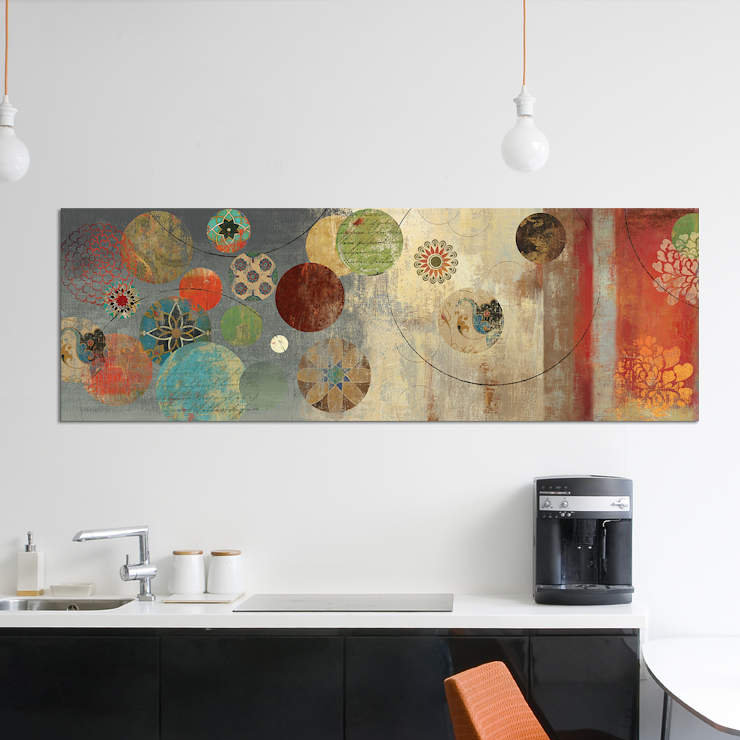 « mosaic cercles i » par aimee wilson, impression sur toile tendue, H 16 po x l 48 po x P 1,5 po, Toile tendue
