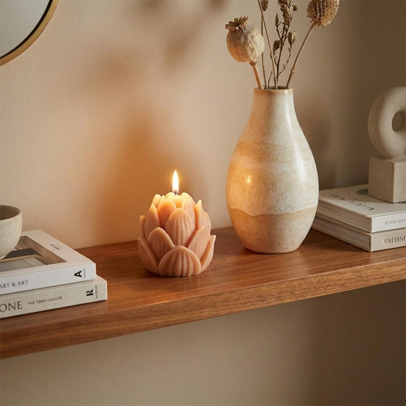 2" Orange Eucalyptus Scented Dimensional Flower Candle