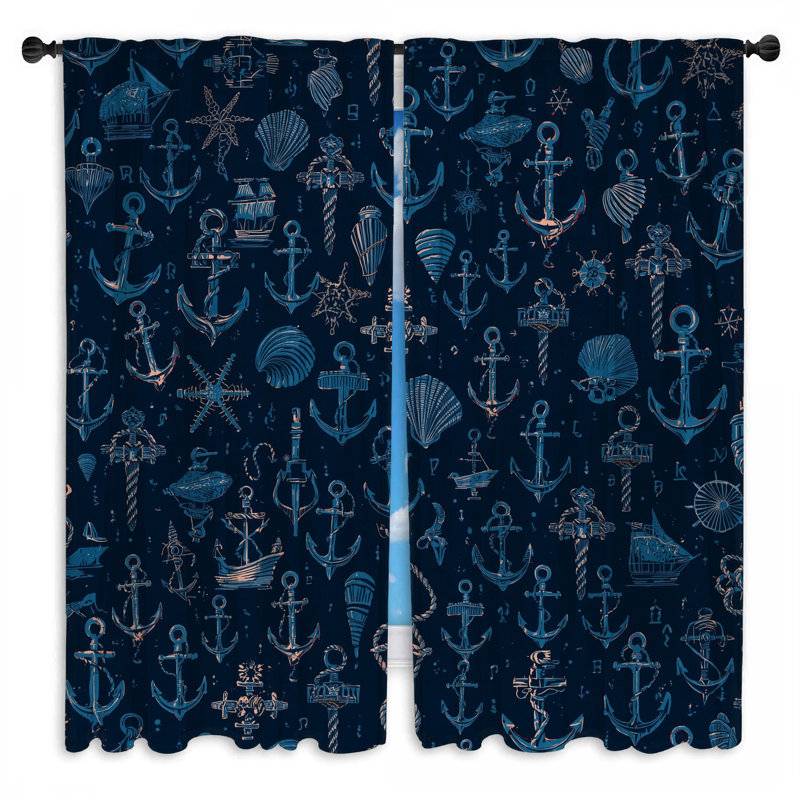 Rideaux obscurcissant Nautical Anchor Seashells, 40 po x 80 po - 2 panneaux, Room Darkening