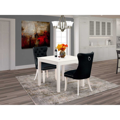3-Piece Antique Walnut Finish Square Solid Wood Top Dining Table Set