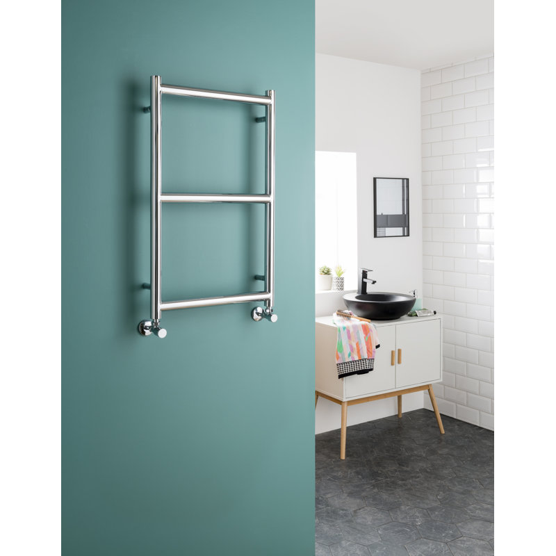 Contemporary Rail Heated Towel Rails, 80cm H x 50cm W x 10cm D, Central Heating, Chrome