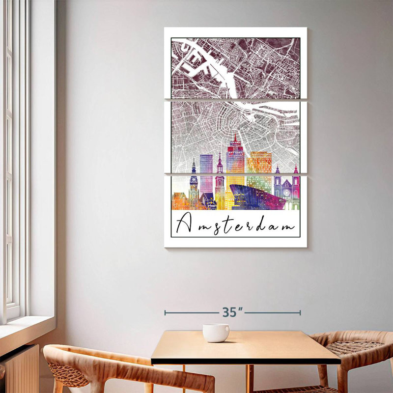 Carte de la ville de Aliaz Amsterdam, H 65 po x l 42 po