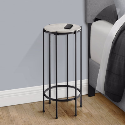 Table d'appoint, bout, ronde, table d'appoint, petite, lampe, table de chevet, stratifié, métal, contemporain