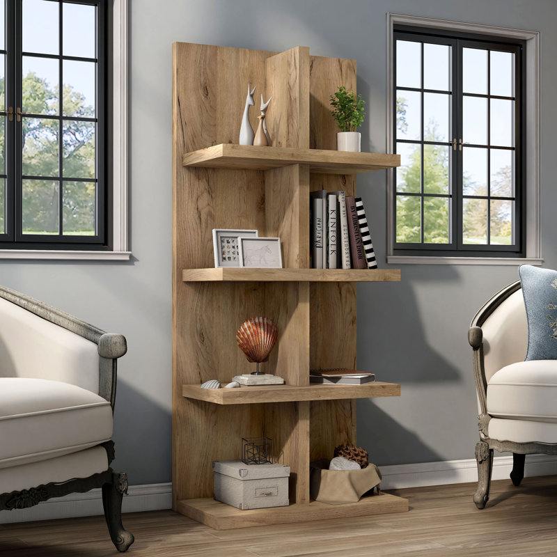 Houssam 70.9''H Wood Open-Shelf Wood Bookcase