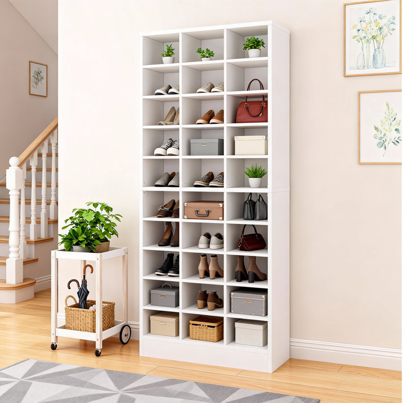 25.6" Wide Modern Shoe Storage Cabinet, White