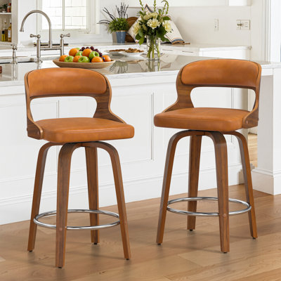 Tabouret de comptoir pivotant 26 po avec pieds en bois Adelene