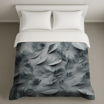 Gray Palm Leaves Duvet Covers